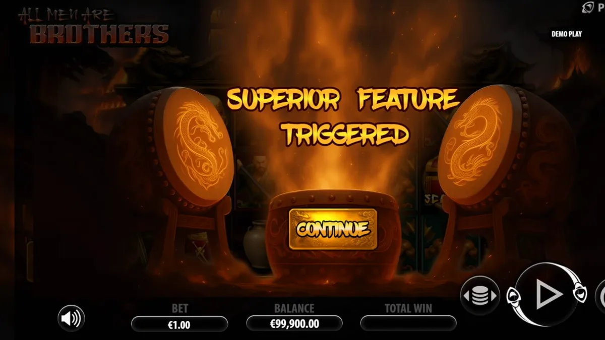 Guerreiros lendários em um campo de batalha épico no slot All Men Are Brothers